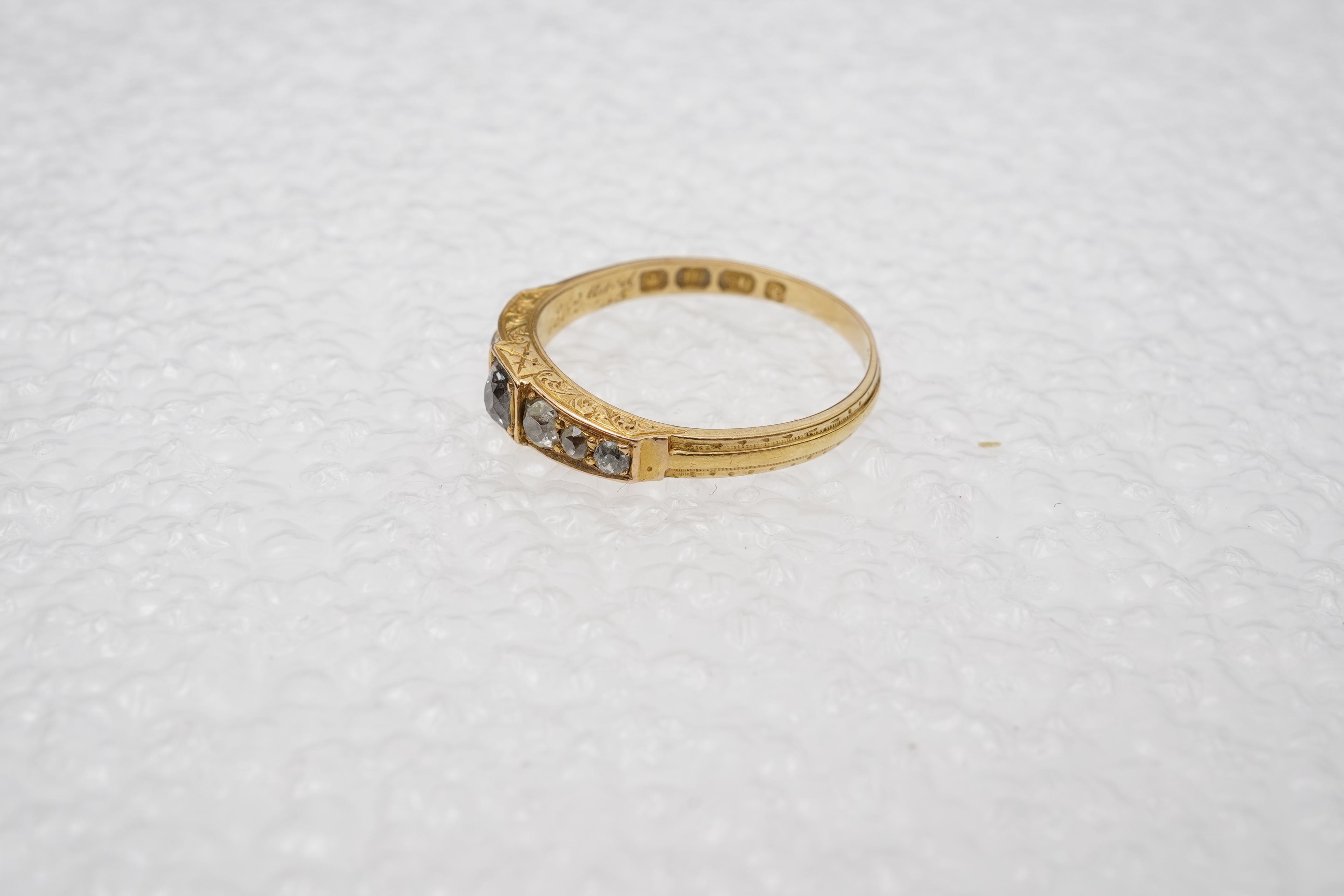 A Victorian diamond mourning ring, circa 1879